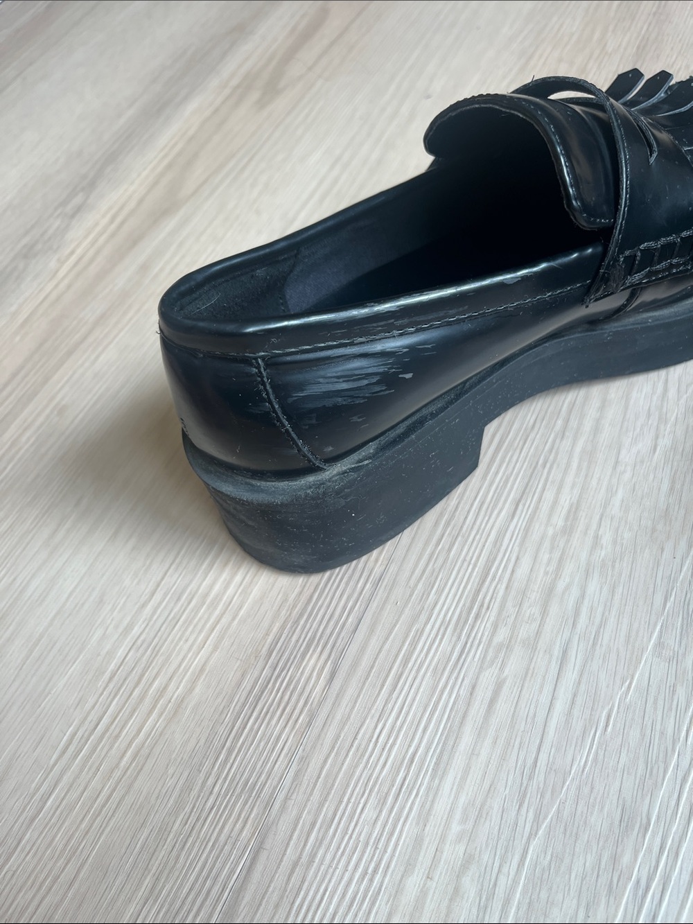 Mango Women’s Chunky Patent Leather Loafers with Fringe Detail Size 38 (US 7) - Picture 7 of 8